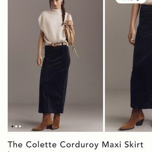 Maeve Navy Corduroy Maxi Skirt